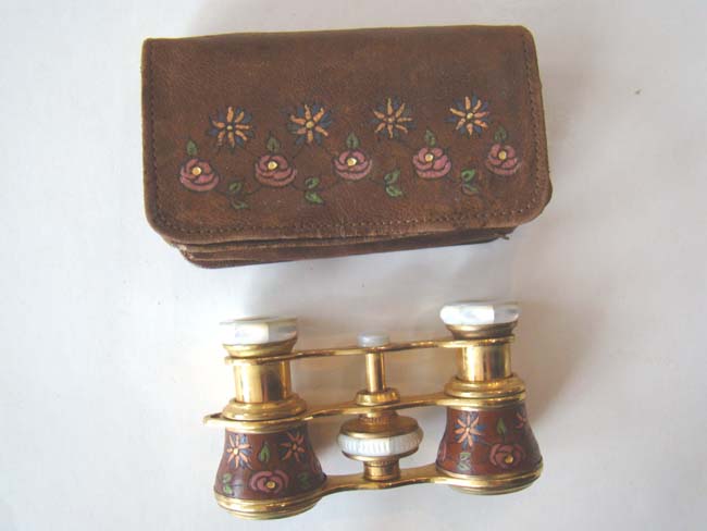 A 'mint' condition pair of 19th century Opera Glasses with their original matching leather case — image 2